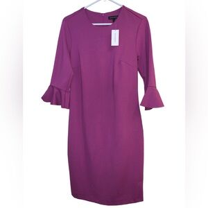 Banana Republic Plum Flutter Ruffle Flare Dress Size 8 NWT